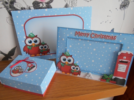 Xmas Owls Easicut Photo Frame Card Gift Set by BECCY WILTON
