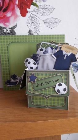3D Football Rubber Band Pop Up Box Card by BECCY WILTON