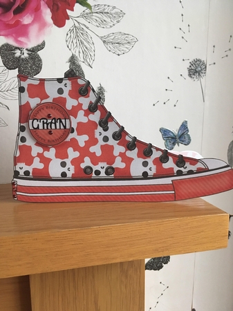 Sneaker Shoe Shape Skull Red by BECCY WILTON
