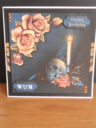 Gothic Romance - Skull, Candle & Autumn Roses by BECCY WILTON