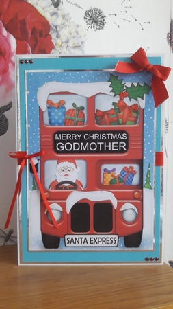 A5 Xmas Santa Express Godmother Scallop Corner by BECCY WILTON