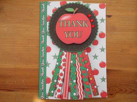 Thank You Teacher Apple Rosette Over the Edge by BECCY WILTON