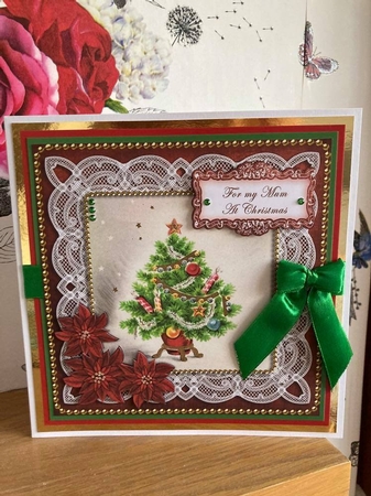 Red Christmas Tree My Mum 8in Sentiment Topper by BECCY WILTON