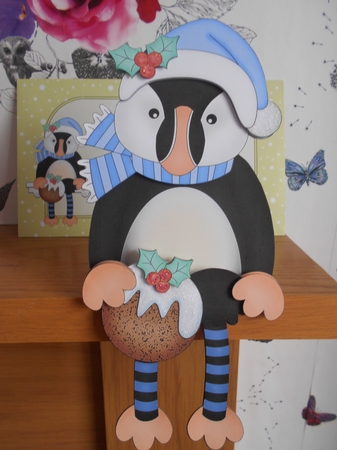 3D On the Shelf Card Kit - Little Christmas Puffin Pilchard has a Christmas Pudding by BECCY WILTON