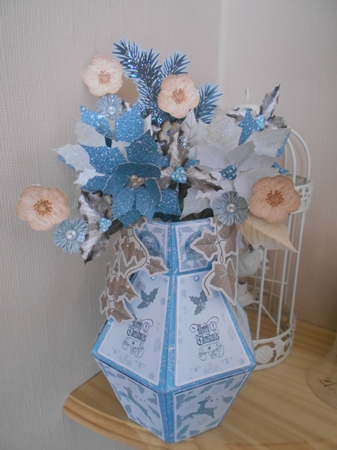 A Blue Christmas 3d Vase and Flowers by BECCY WILTON