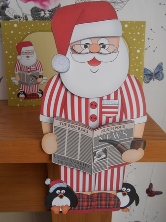 3D On the Shelf Card Kit - Christmas Santa relaxes with his Pipe, Slippers and Newspaper by BECCY WILTON