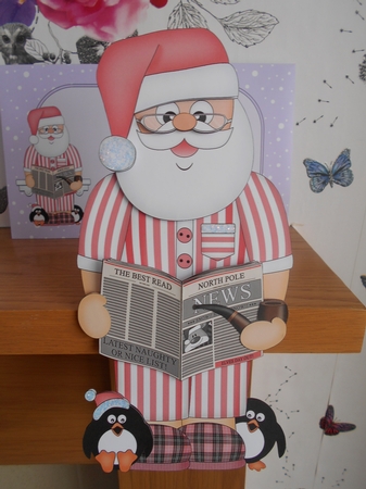 3D On the Shelf Card Kit - Christmas Santa relaxes with his Pipe, Slippers and Newspaper by BECCY WILTON