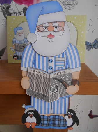 3D On the Shelf Card Kit - Christmas Santa relaxes with his Pipe, Slippers and Newspaper by BECCY WILTON