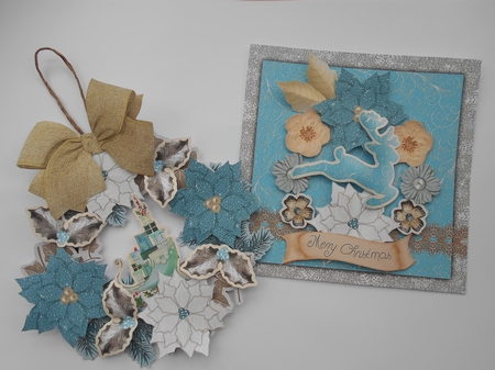 A Blue Christmas 4x4 Wreath, Tree/Card Decoration. by BECCY WILTON