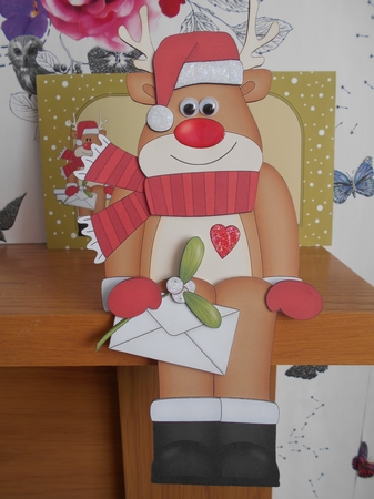 3D On the Shelf Card Kit - Christmas Rudolph has a Letter and Mistletoe by BECCY WILTON