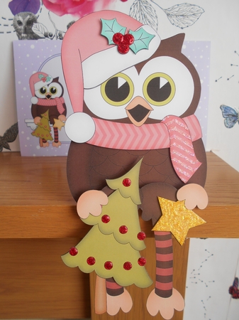 3D On the Shelf Card Kit - Christmas Little Hoot Owl has a Christmas Tree by BECCY WILTON