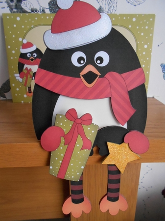 3D On the Shelf Card Kit - Christmas Pip Penguin has a Present and Star by BECCY WILTON