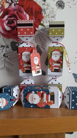 3D Christmas Cracker Boxes Santa has a Christmas Stocking by BECCY WILTON