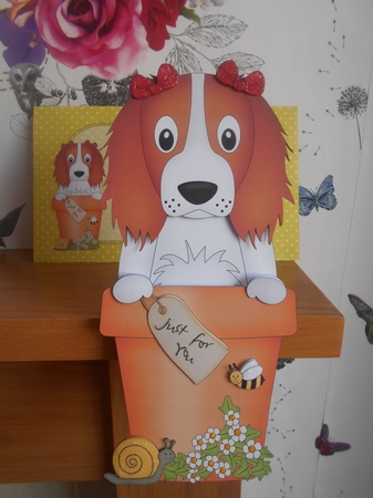 3D On the Shelf Card Kit - Flower Pot Friends Little Springer Spaniel Dog Petra by BECCY WILTON