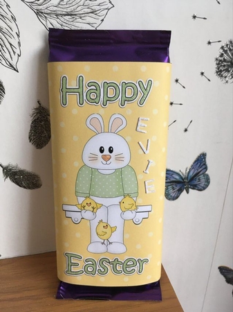 HAPPY EASTER Bunny Chocolate Wrapper by BECCY WILTON