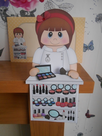3D On the Shelf Card Kit - Glamorous Cosmetics Shop Assistant Kimbra by BECCY WILTON