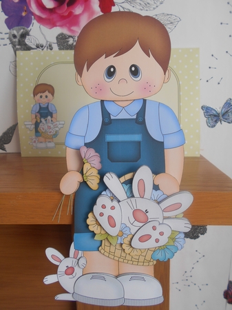 3D On the Shelf Card Kit - Easter Toddler Arlie has a Cute Bunny in a Basket by BECCY WILTON