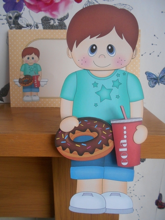 3D On the Shelf Card Kit - Cute Little Boy Elijah has a Donut & Cola by BECCY WILTON