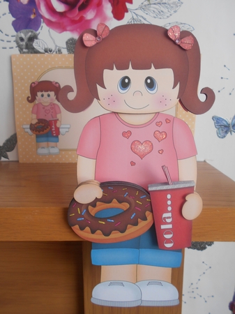 3D On the Shelf Card Kit - Cute Little Girl Evelia has a Donut & Cola by BECCY WILTON
