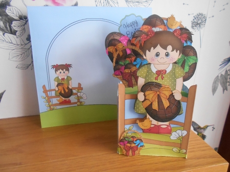 3D Rubber Band Pop Up Box Card Kit - Easter Toddler Lille has a Lovely big chocolate Easter Egg by BECCY WILTON