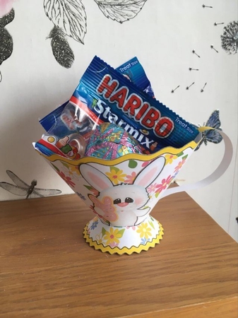 TEACUP WITH BOY EASTER RABBIT by BECCY WILTON