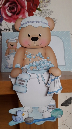 3D On the Shelf Card Kit - Bathtub Buddies - Cute Little Austin Bear has a Bubble Bath by BECCY WILTON