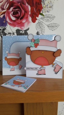 3D Shaped Christmas Card Kit  - Bobbin Robin is Ice Skating by BECCY WILTON