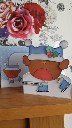 3D Shaped Christmas Card Kit  - Bobbin Robin is Ice Skating by BECCY WILTON