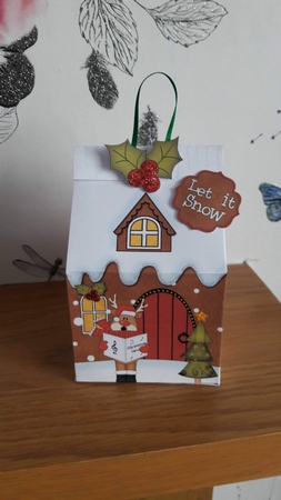 3D Christmas Milk Carton Gingerbread House Treat Box Mini Kit -  Rudolph is Carol Singing by BECCY WILTON