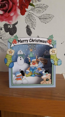 3D Christmas Diorama Shadow Box Card Mini Kit  - Rudolph has lots of Presents by BECCY WILTON
