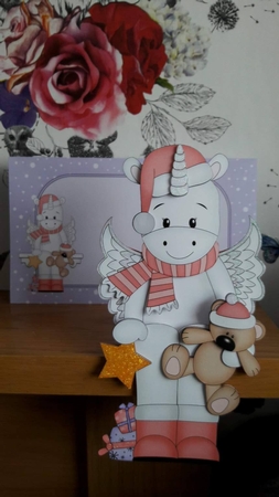 3D Christmas On the Shelf Card Kit - Cute Christmas Unicorn has a Star & Teddy by BECCY WILTON