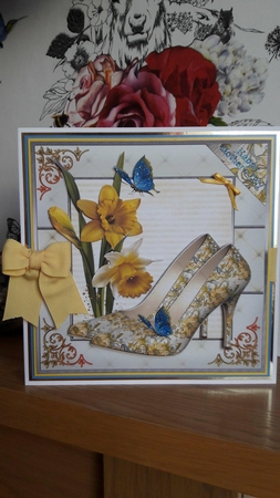 8x8 DANCING DAFFODIL HEELS ALL OCCASIONS CARD by BECCY WILTON