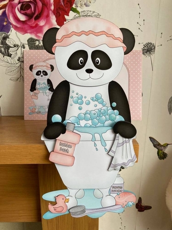 3D On the Shelf Card Kit - Bathtub Buddies - Cute Little Su Ling Panda has a Bubble Bath by BECCY WILTON