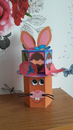 EASTER BUNNY HAT GIFT BOX - GIRL BUNNY BROWN by BECCY WILTON