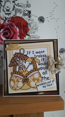 Stella has a fancy gold bra to show off, but has concerns 8x8 by BECCY WILTON