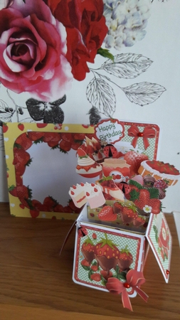 STRAWBERRY BIRTHDAY POP UP BOX CARD, DECOUPAGE AND ENVELOPE KIT - MOTHER by BECCY WILTON