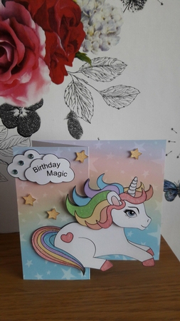 3D Shaped No-Hole Fold Back Mini Kit -   Cute Little Unicorn Rainbow  by BECCY WILTON