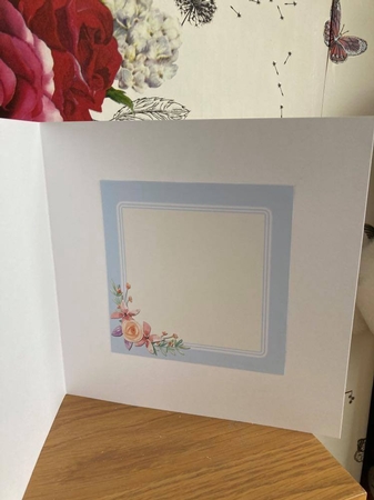 Pale Blue Blank Floral Insert 5 x 5 Inch Square by BECCY WILTON