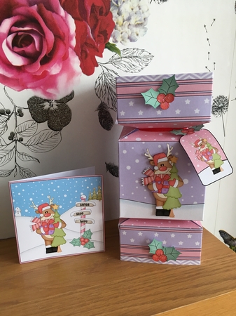 3D Large Christmas Cracker Box -  Rudolph has an Xmas Tree by BECCY WILTON