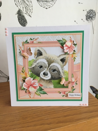 Beautiful Water Colour Raccoon 8x8  by BECCY WILTON
