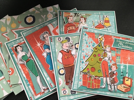 A Retro Christmas #3 - 5 6x6 Card Kit by BECCY WILTON