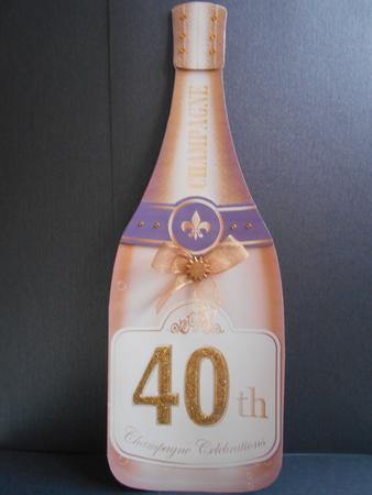 Large Dl 40th Champagne Bottle Shaped Card by BECCY WILTON