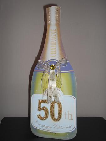 Large Dl 50th Champagne Bottle Shaped Card by BECCY WILTON