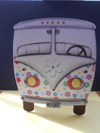 Flower Power Vw Van Shaped Card by BECCY WILTON