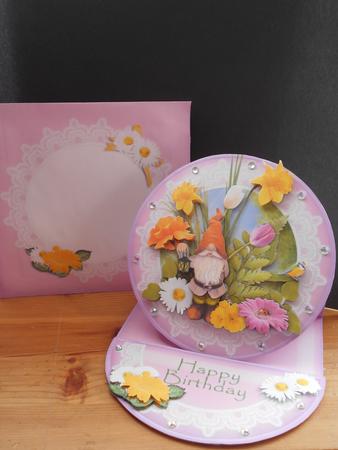 Gardening Gnome Round Easel Card Kit by BECCY WILTON