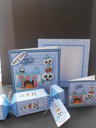 3D Owl's Pud Fireplace Xmas Pyramage Gift Set & Cracker by BECCY WILTON