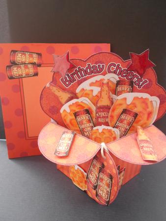 3D Birthday Booze Diagonal Rubber Band Pop Up Box Card by BECCY WILTON