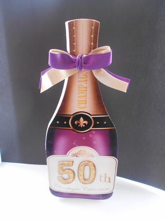 Large Dl 50th Champagne Bottle Shaped Card by BECCY WILTON