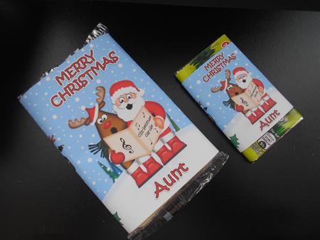 Christmas Singing Santa & Rudolph Aunt Chocolate Wrapper by BECCY WILTON