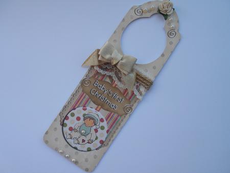 Quick Assemble Cream Baby's First Christmas Door Hanger by BECCY WILTON